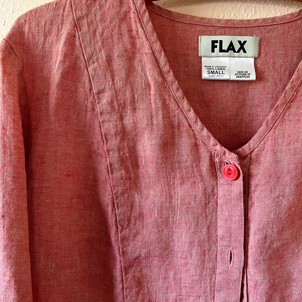 FLAX (S) Button Front Linen Jacket/Shirt in Dusty Coral